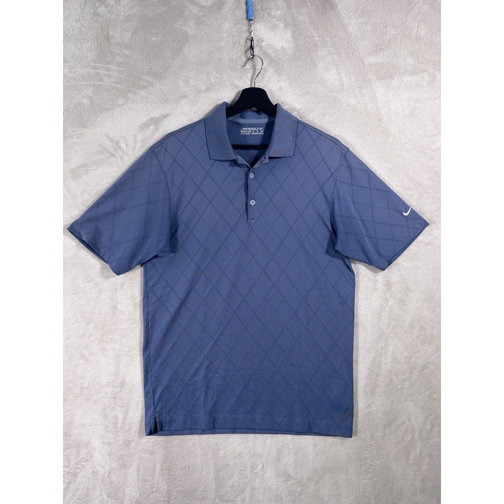 Nike Golf Dri Fit Polo Shirt Mens Small Blue Performance Athletic Argyle